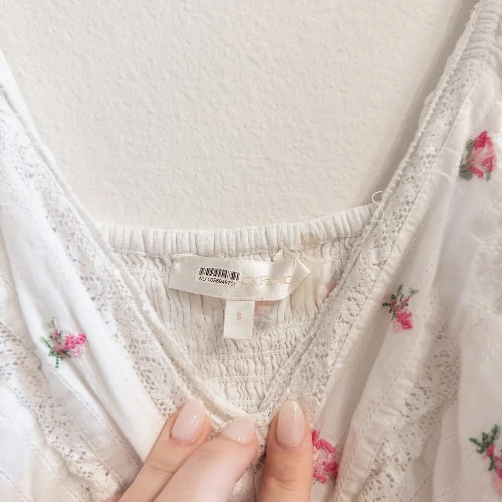 LoveShackFancy Finny Dress Embroidered Floral White Mini Dress, Size Small - Picture 6 of 10